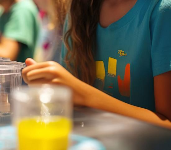 Enfant devant une expérience scientifique